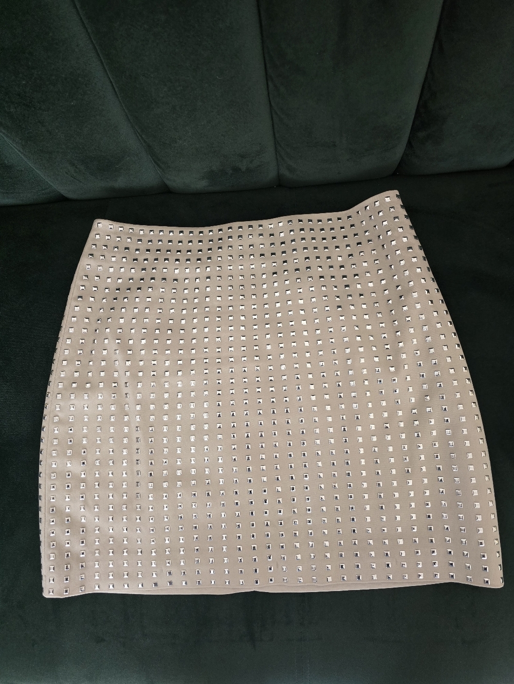 H&M Cream Mini Skirt with Silver Studs Size 4
